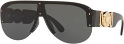 Semi-Rimless Acetate Shield Sunglasses