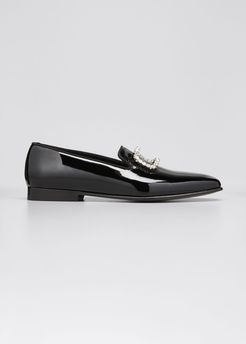 Beau Brummell Mariocc Patent Crystal Buckle Slip-Ons