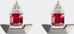 18k White Gold Fame Ruby/Diamond Stud Earrings