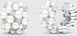 Lagrange 18k White Gold Pearl & Diamond Hoop Earrings