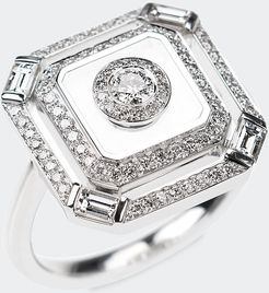 Universe Line 18k White Gold Square Diamond Ring, Size 6.75
