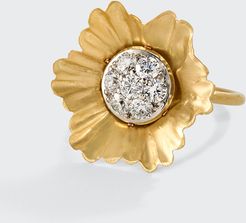 18k Yellow Gold and White Gold Flower Ring, 22mm