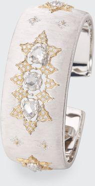Limited Edition Cuff Bracelet in 18k White and Rose Gold with Rose Cut Diamonds