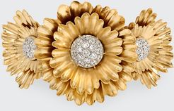 18k Yellow Gold and White Gold 3-Flower Cuff