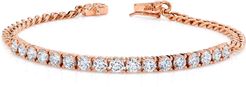 18k Rose Gold Diamond-Line Cuban-Link Bracelet