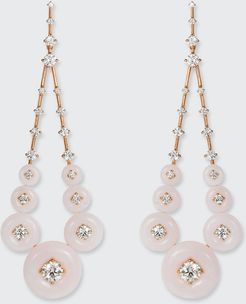 Gravity 18k Rose Gold Pink Opal White Diamond Earrings