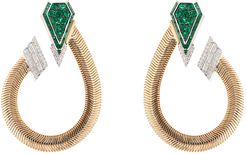 Two-Tone Looped Diamond and Emerald Earrings