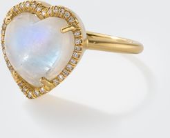 Love 18k Yellow Gold Moonstone and Diamond Ring, Size 7