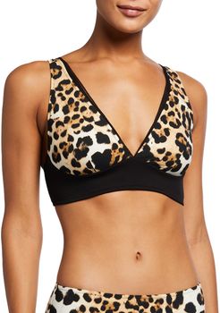 Kawa Leopard Triangle Bikini Swim Top