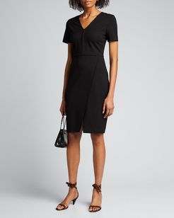 Alessandra V-Neck Short-Sleeve Ponte Dress