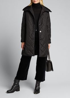 Diamond Quilted Collared Coat