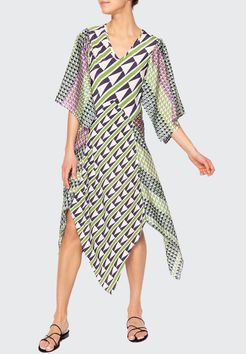 Athena Geometric Bias-Cut Panel Skirt Dress
