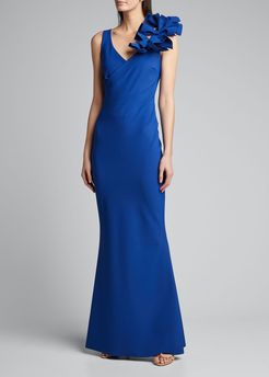 Dorothee Column Gown with 3D Shoulder