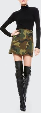 Renna Button-Front Wrap Mini Skirt