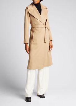 Wool Notch-Collar Wrap Coat