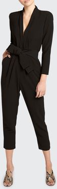 Kieran Belted Long-Sleeve Jumpsuit