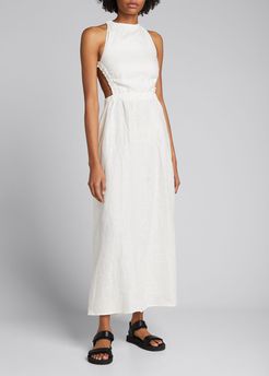 Alena Linen Cross-Back Maxi Dress