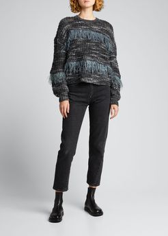 Melissa Crewneck Sweater with Ostrich Feathers