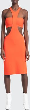 Cutaway Sleeveless Body-Con Dress, Orange