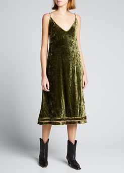 Back-Tie Velvet Slip Dress