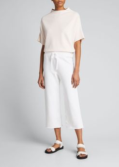 Cropped Wide-Leg Solid Sweatpants