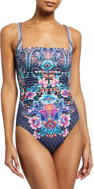 Saba Floral-Print Bandeau One-Piece Swimsuit