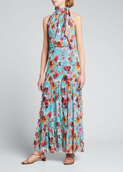 Tiered Floral-Print Maxi Skirt