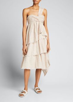 Sori Tiered Cotton One-Shoulder Dress
