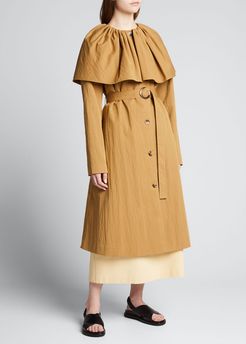 Caped Cotton Trench Coat