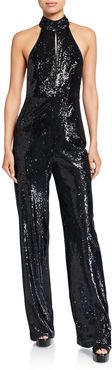 Shelby Sequin Halter Jumpsuit