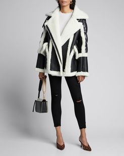 Montaigne Shearling Puffer-Back Coat