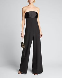 Brooke Strapless Wide-Leg Cady Jumpsuit