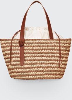 Bicolor Raffia Beach Tote Bag