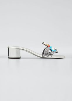 40mm Shell And Crystal Mule Sandals