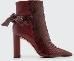 Clarita High-Heel Point-Toe Python Ankle Boots