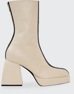 Bulla Corta Mixed Leather Zip Booties