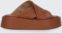 Crisscross Leather Platform Sandals