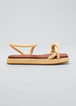 Roxie Knotted Leather Flatform Sandals