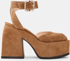 105mm Bulla Sofia Suede Platform Pumps