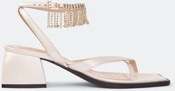 45mm Bulla Arushi Metallic Fringe Block-Heel Sandals