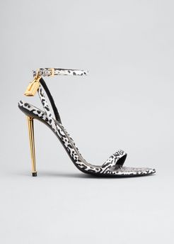 Padlock Animal-Print Stiletto Sandals