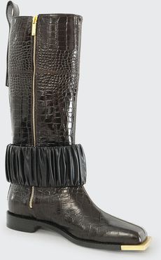 Mock-Croc Tall Riding Boots