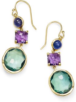 18K Rock Candy 3-Stone Drop Earrings in Purple/Green