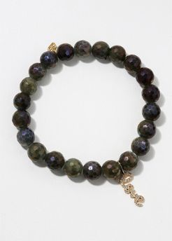 Coated Labradorite Bead Bracelet w/ Love Charm