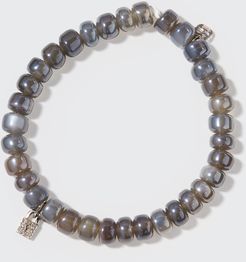 Gray Moonstone & Diamond Lock Bracelet