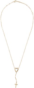 14k Heart Cross Lariat Necklace