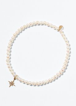 14k Diamond Mini Starburst and Pearl Bracelet
