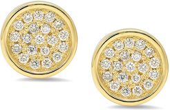 18k Diamond Pave Circle Stud Earrings