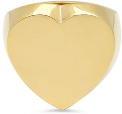 14k Gold Flat Heart Ring, Size 7