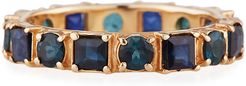 18k Rose Gold Blue Sapphire & Tourmaline Ring, Size 6.5